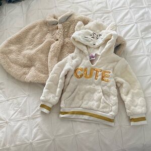 Baby girl bundle of Zara faux fur cape and fleece cat hoodie